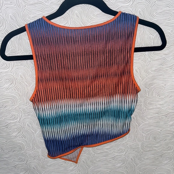 SHEIN Orange and Purple Asymmetrical Ribbed Crop Tank Top - Picture 2 of 2